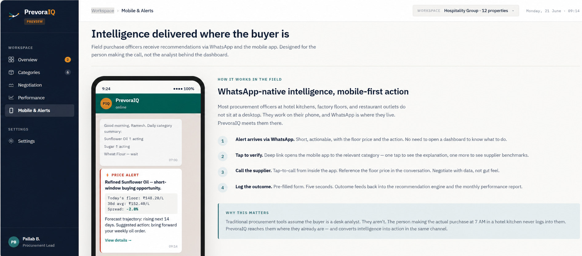 PrevoraIQ WhatsApp alerts